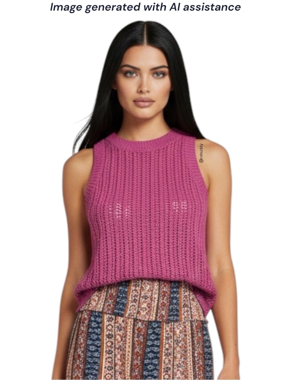 Blu Pepper M pink open knit crochet tank